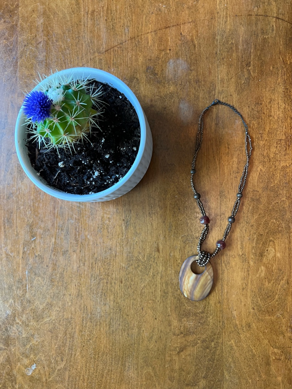 Pendant Beaded Necklace - Brown